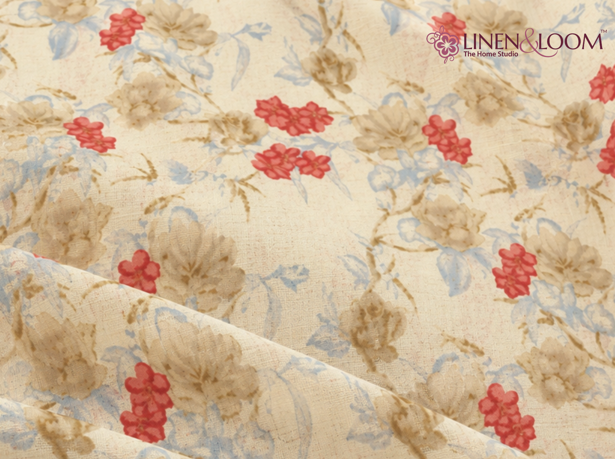 Bagh Elegance Blue Red — Sanganeri Stories Bedsheet | Linen & Loom