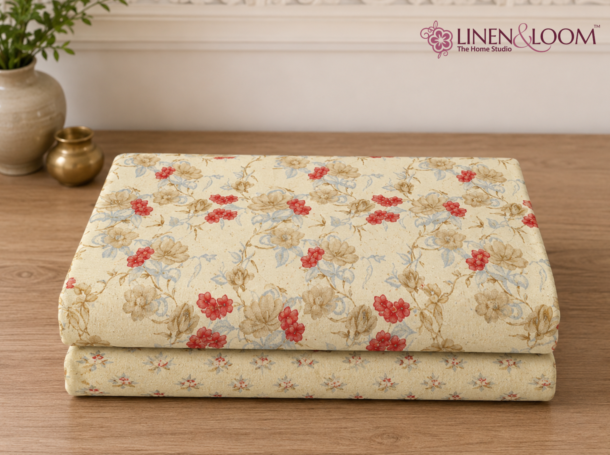 Bagh Elegance Blue Red — Sanganeri Stories Bedsheet | Linen & Loom