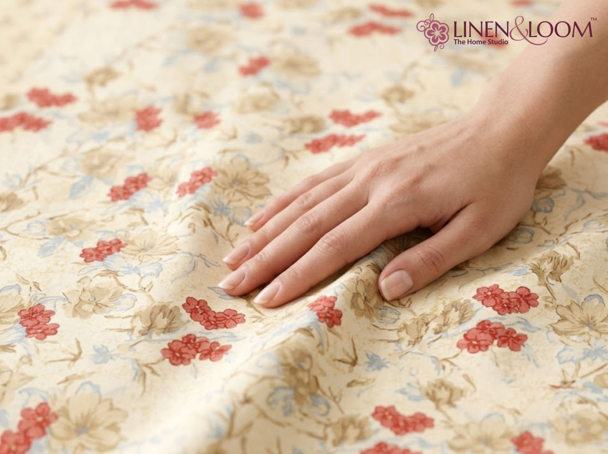 Bagh Elegance Blue Red — Sanganeri Stories Bedsheet | Linen & Loom