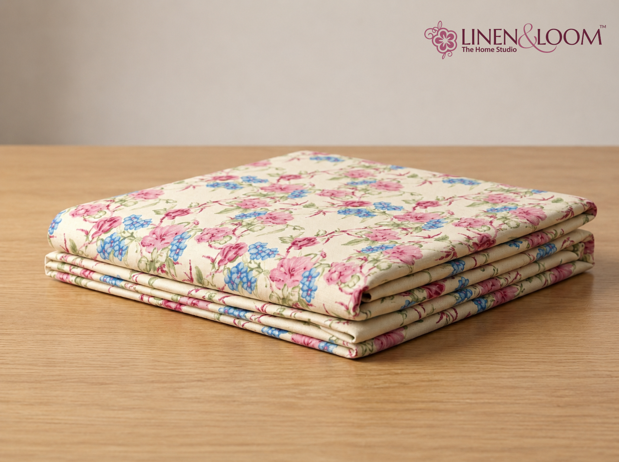 Bagh Elegance Pink Blue — Sanganeri Stories Bedsheet | Linen & Loom