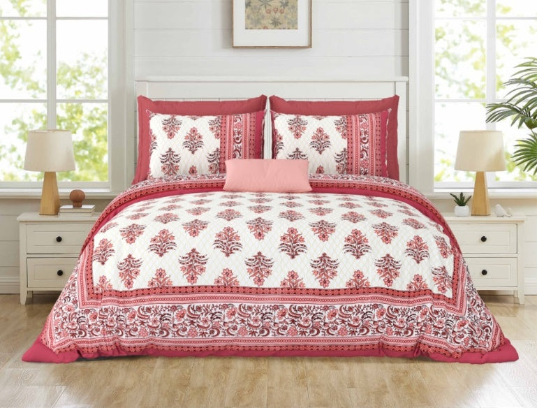 Darbar Elegance - Red — Linen & Loom Jaipur Heritage Super King Size (108 x 108 inches) 100% Pure Cotton Bedsheet with 2 Pillow Covers | Soft & Breathable Bed Cover for Home Decor | 240 TC