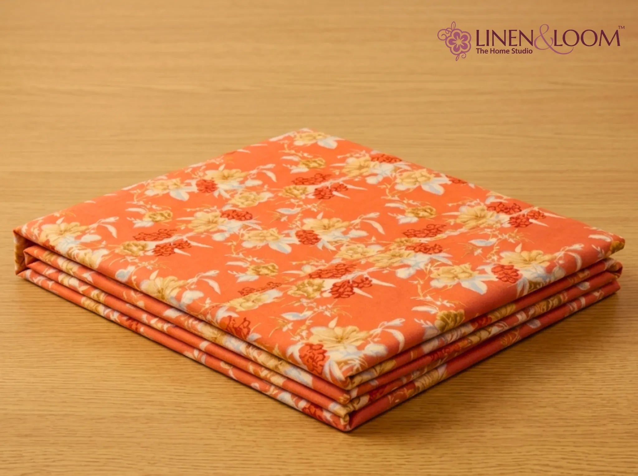 Gulshan Charm Orange Mustard — Sanganeri Stories Bedsheet | Linen & Loom