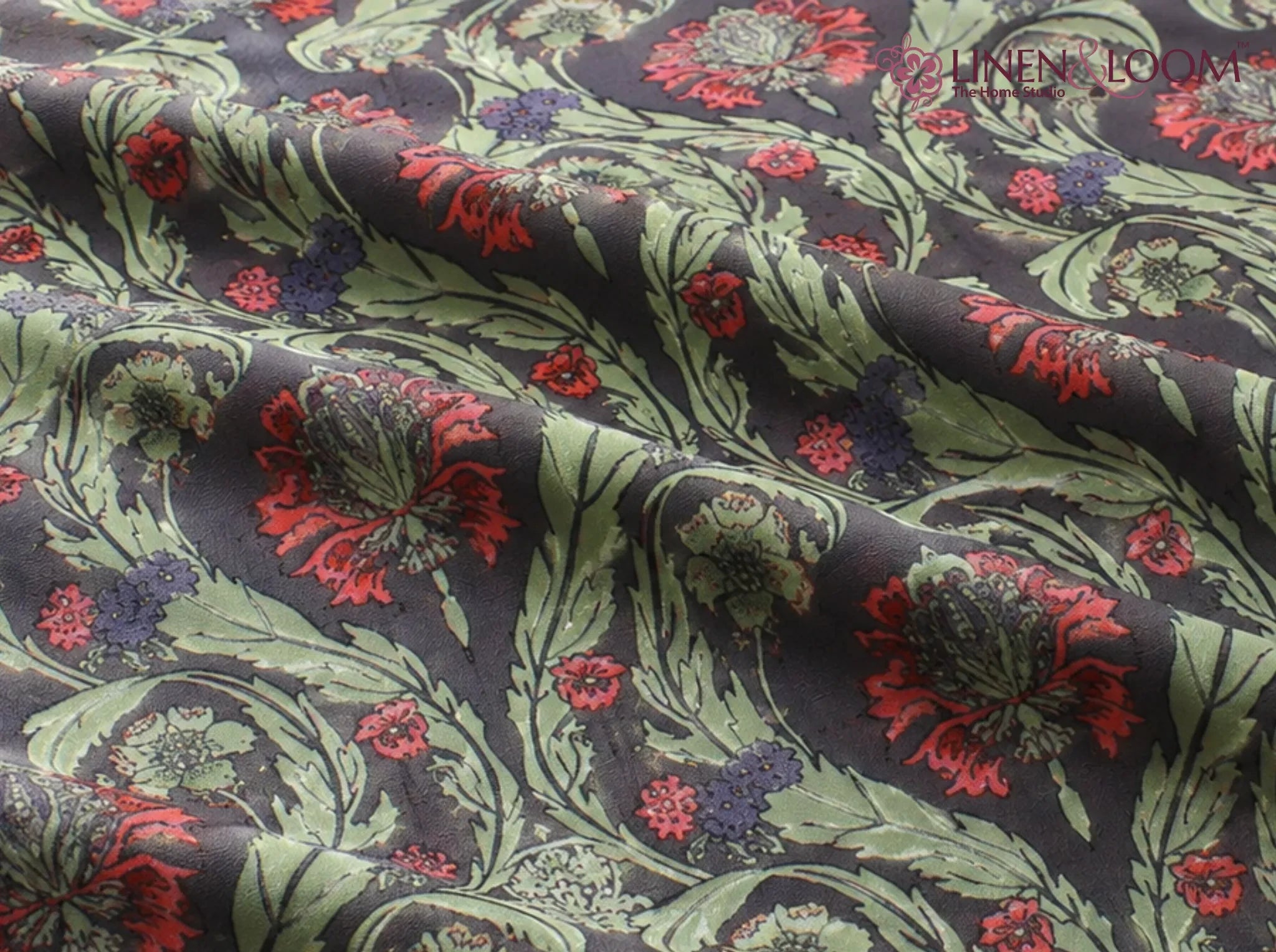 Heritage Scroll Green — Sanganeri Stories Bedsheet | Linen & Loom