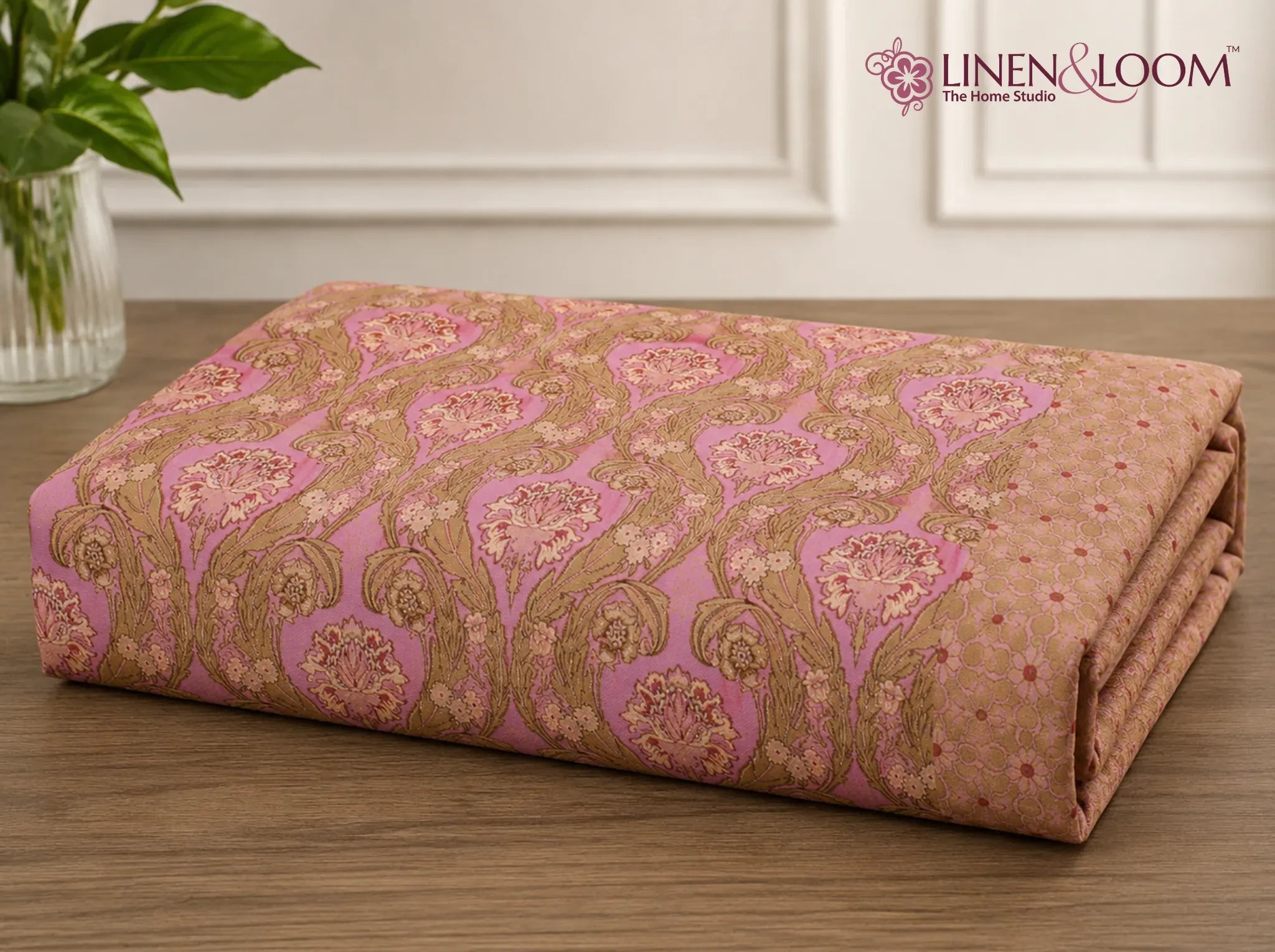 Heritage Scroll Purple — Sanganeri Stories Bedsheet | Linen & Loom