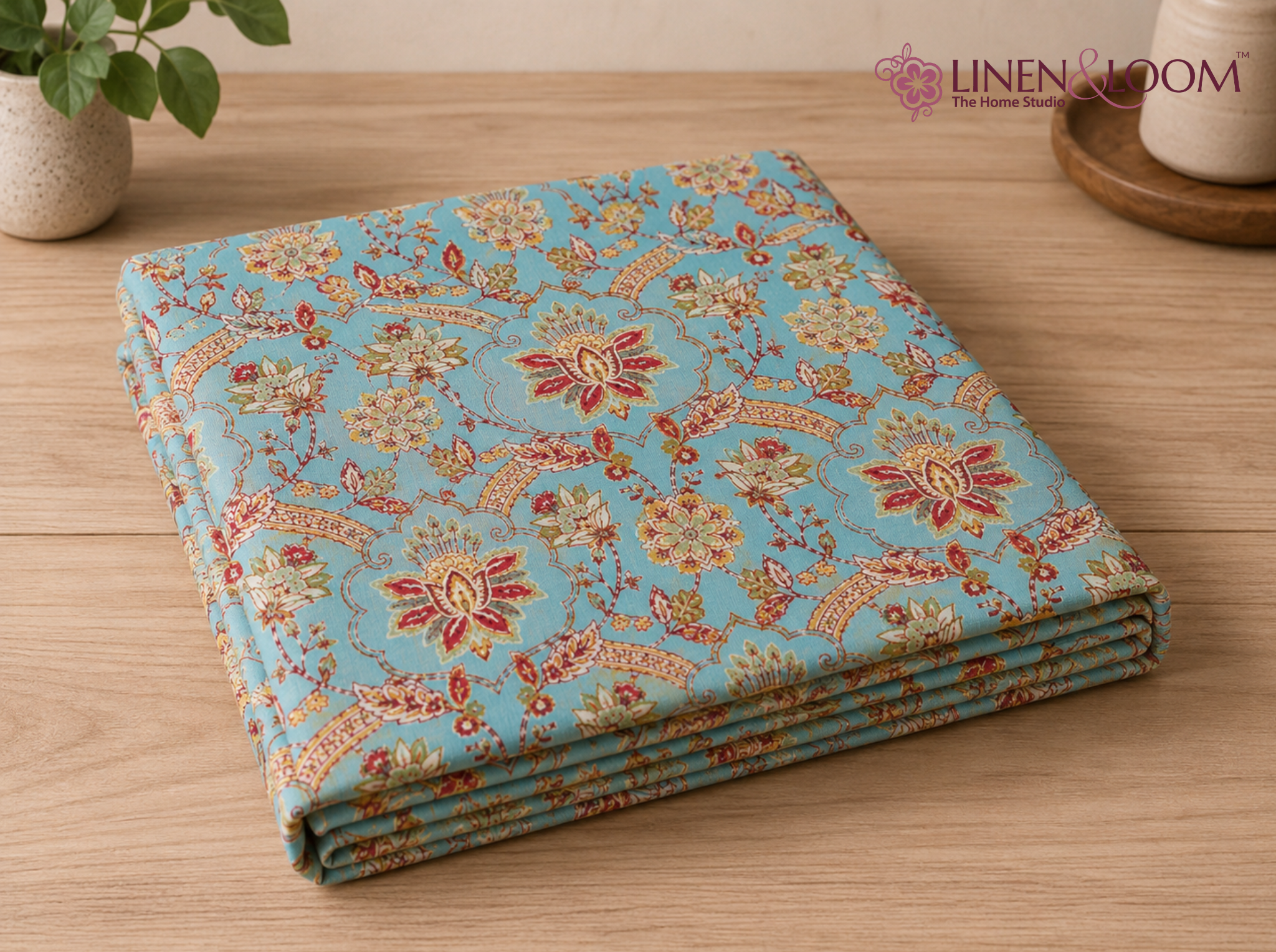 Meher Vista Mustard — Sanganeri Stories Bedsheet | Linen & Loom