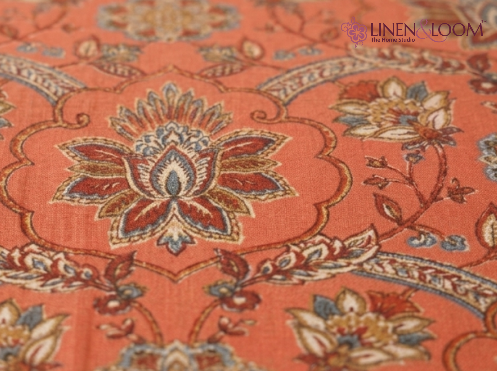 Meher Vista Orange — Sanganeri Stories Bedsheet | Linen & Loom