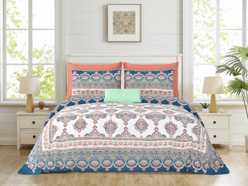 Rang Sutra - Blue — Linen & Loom Jaipur Heritage Super King Size (108 x 108 inches) 100% Pure Cotton Bedsheet with 2 Pillow Covers | Soft & Breathable Bed Cover for Home Decor | 240 TC