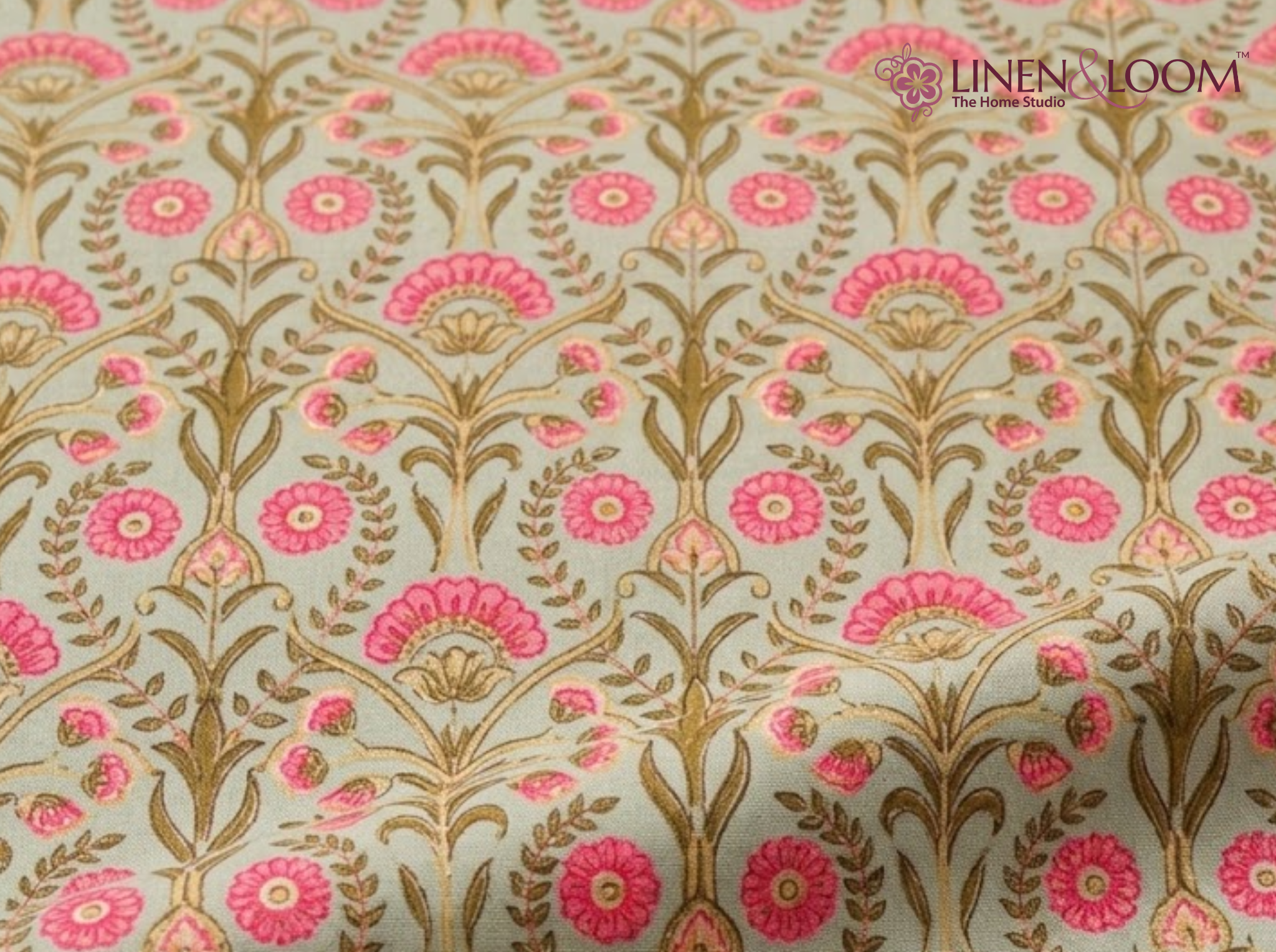 Rani Elegance Mehandi Green — Sanganeri Stories Bedsheet | Linen & Loom