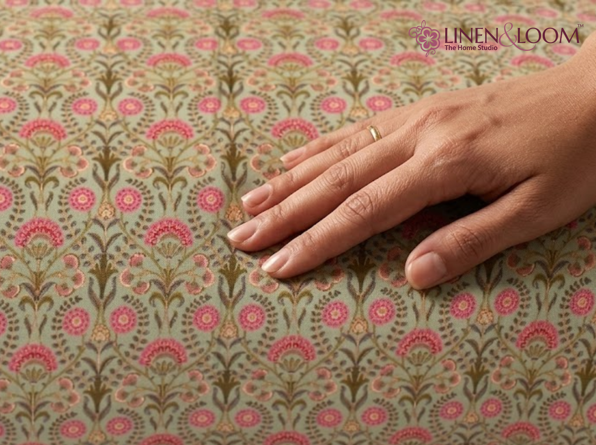 Rani Elegance Mehandi Green — Sanganeri Stories Bedsheet | Linen & Loom