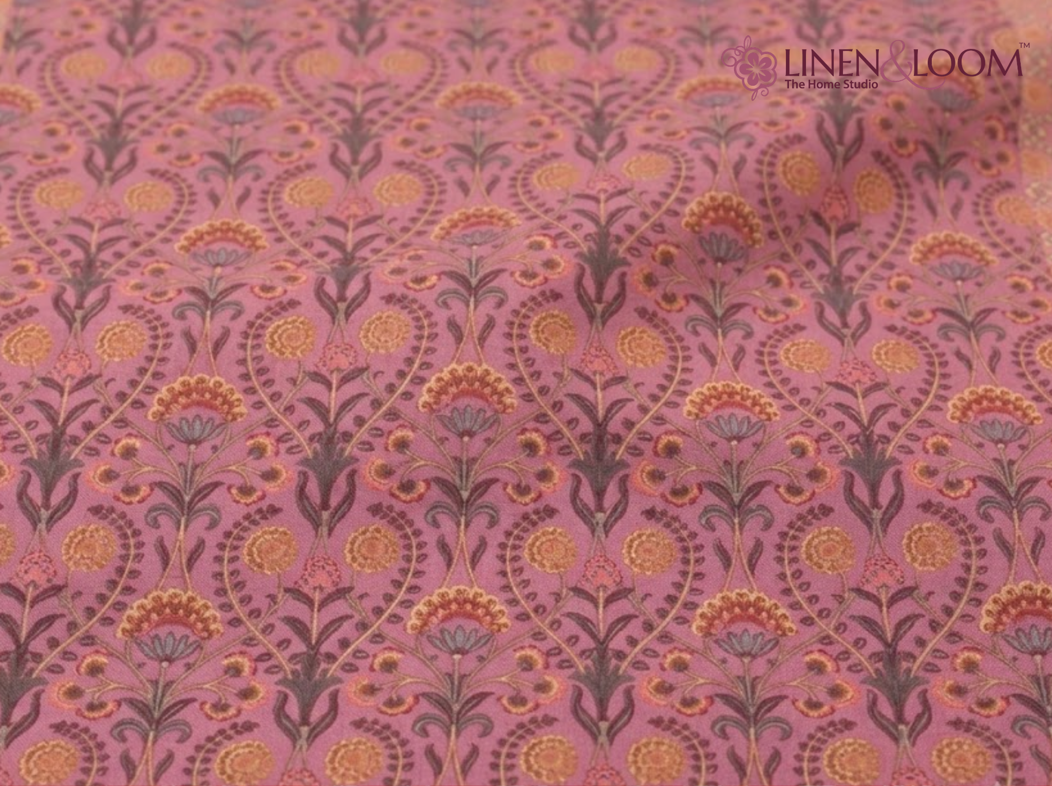 Rani Elegance Mulberry — Sanganeri Stories Bedsheet | Linen & Loom