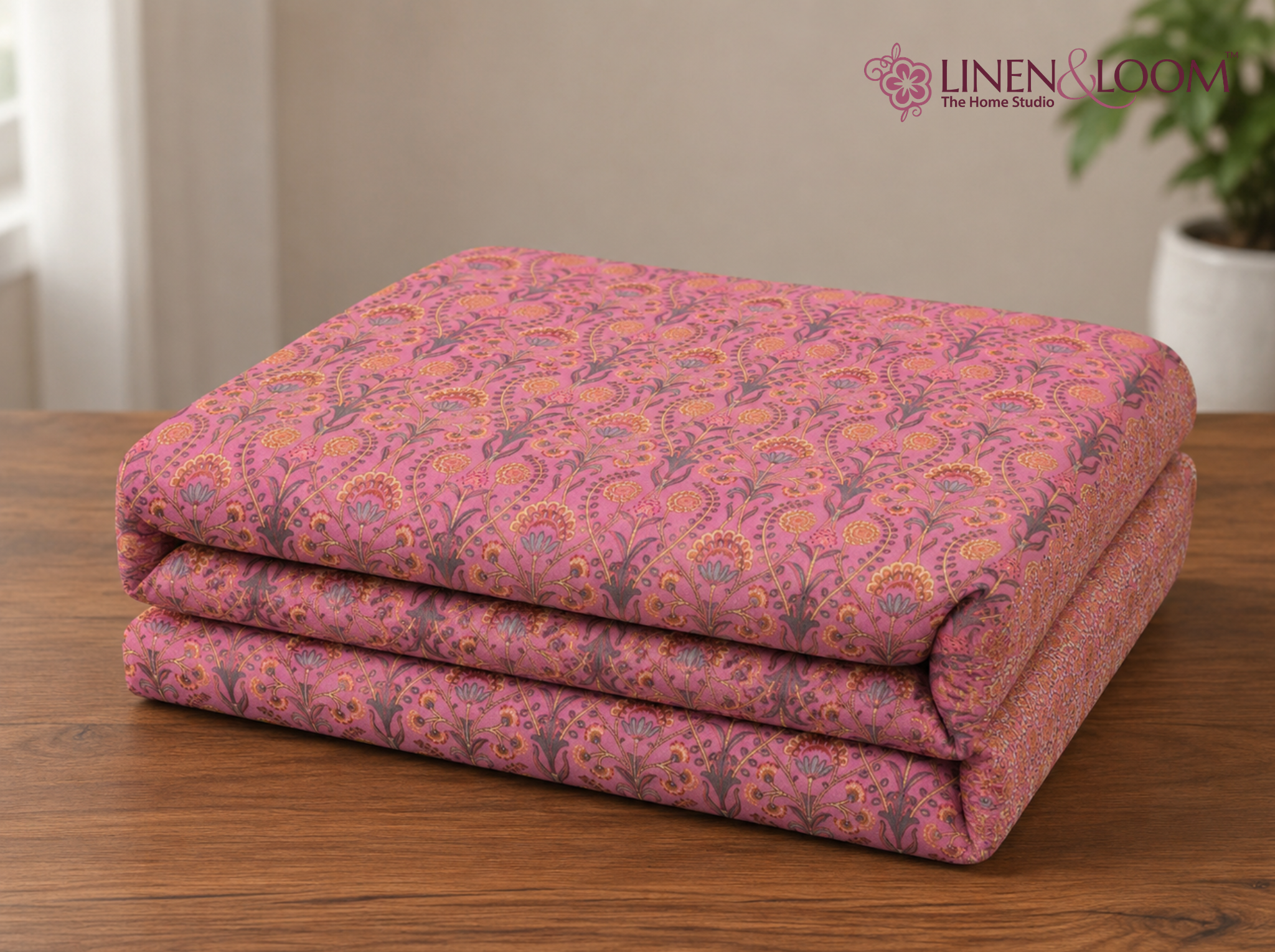 Rani Elegance Mulberry — Sanganeri Stories Bedsheet | Linen & Loom