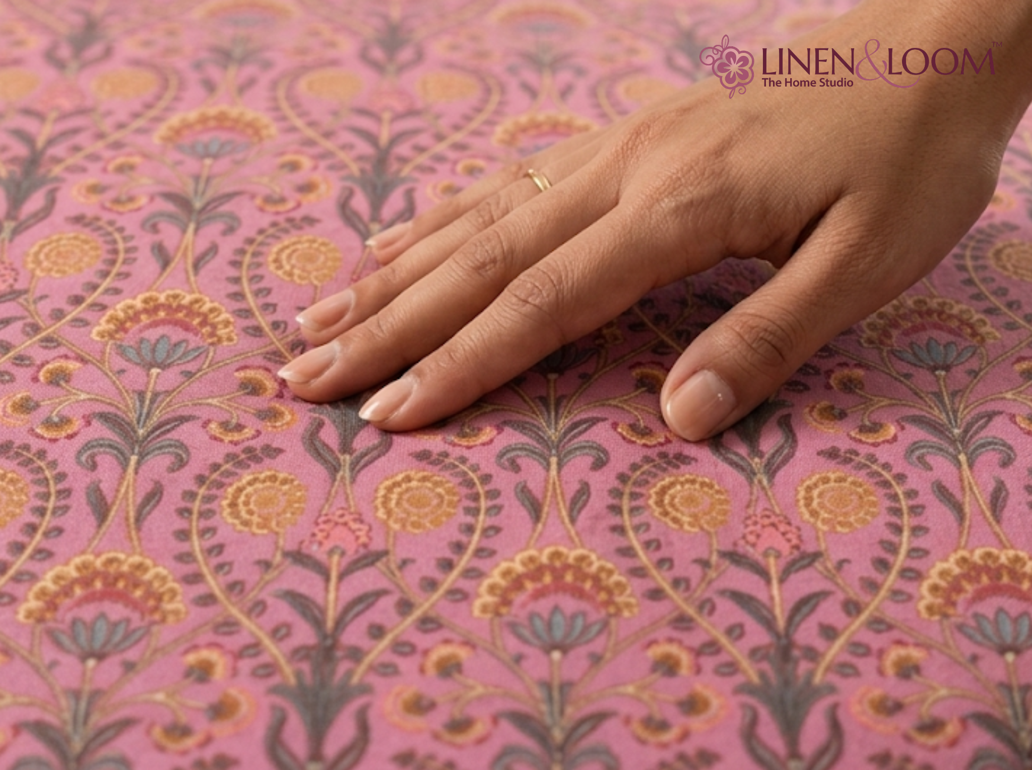 Rani Elegance Mulberry — Sanganeri Stories Bedsheet | Linen & Loom