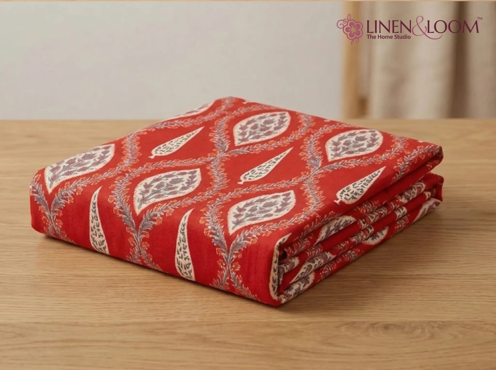 Shahi Splendor Red — Sanganeri Stories Bedsheet | Linen & Loom
