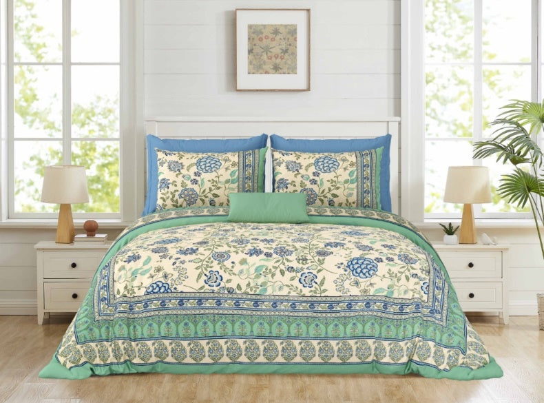 Virasat Luxe - Blue — Linen & Loom Jaipur Heritage Super King Size (108 x 108 inches) 100% Pure Cotton Bedsheet with 2 Pillow Covers | Soft & Breathable Bed Cover for Home Decor | 240 TC